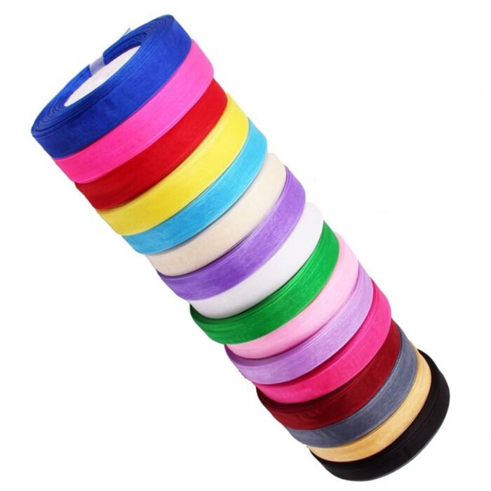 16 Rolls, ORGANZA RIBBON, 50 YARDS Rolls, 16 Different Colours; Size 10MM