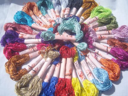 25 Skeins Large Silk Stranded Glitter Twisted Embroidery Threads Skiens