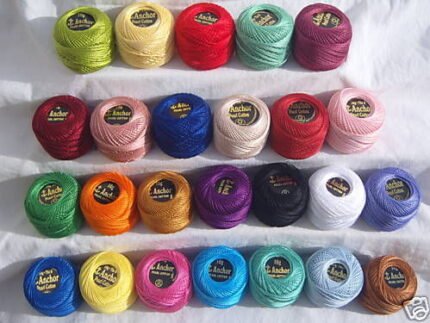 25 New ANCHOR Pearl Cotton Balls. Size 8 (85 Meters each)