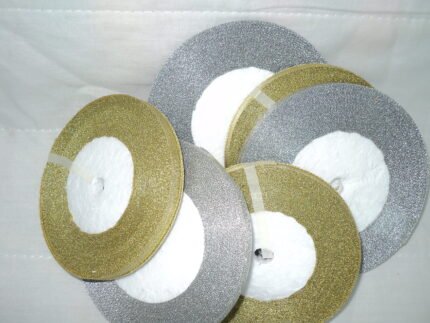 6 Gold/Silver Metallic Organza Ribbon 25 Yards Each Roll