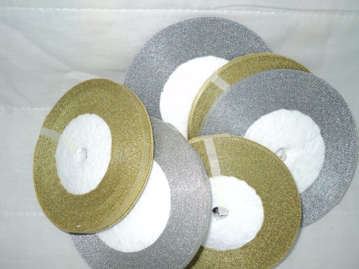 6 Gold/Silver Metallic Organza Ribbon 25 Yards Each Roll