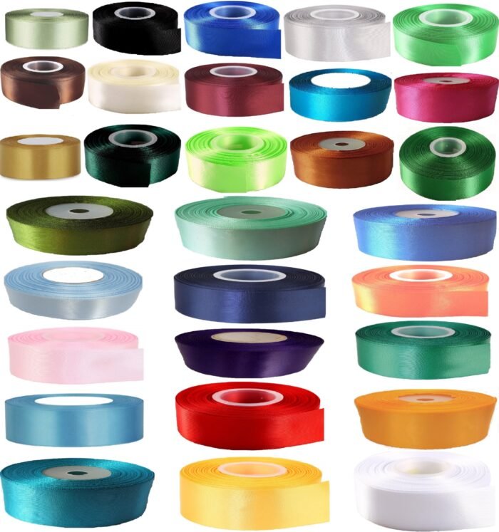 Double Sided Satin Ribbon 23 Metres size 6,10,12,15,20,22,25,38,50mm - Many Colours & Sizes Available