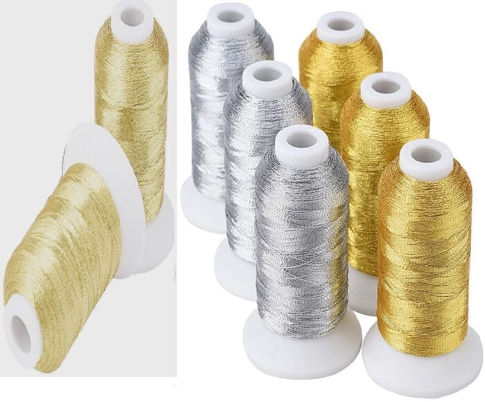Metallic Embroidery Threads Gold, Light Gold, Silver & Copper Cones, 1,000 – 5,000 -10,000 meters
