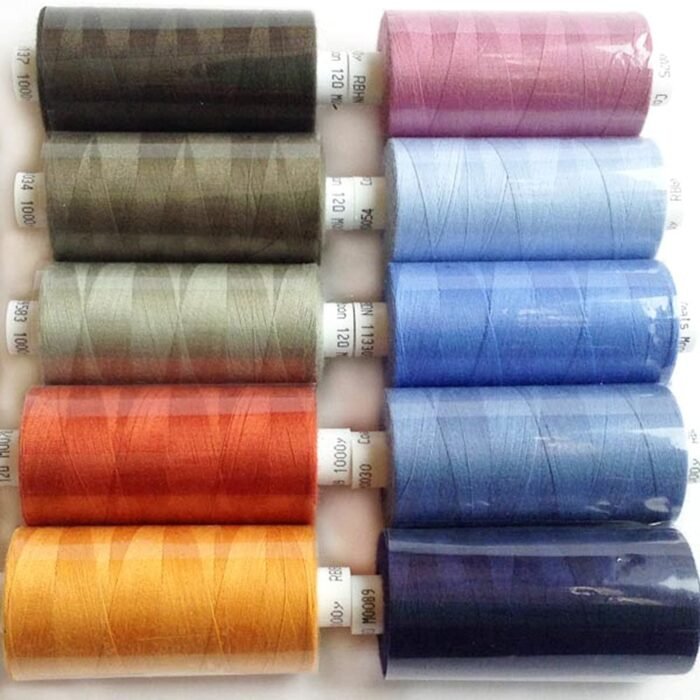 10 x Moon Polyester Reels Thread Sewing Over Locking Coats 1000 yards 120’s (Grey) - Image 2