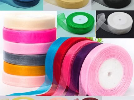 10 Rolls, ORGANZA RIBBON, 50 YARDS Rolls, 10 Different Colours; Size 20MM