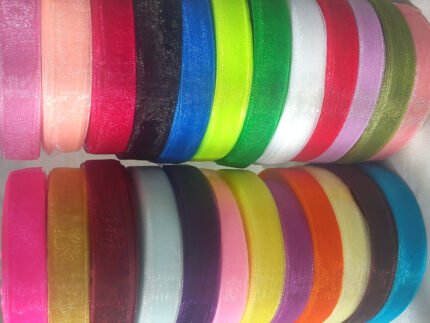 25 Rolls, ORGANZA RIBBON, 50 YARDS Rolls, 25 Different Colours; Size 12MM